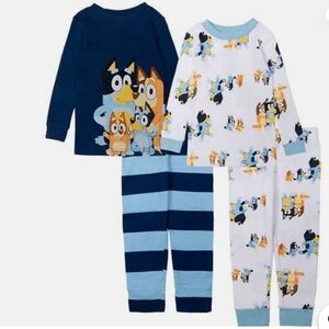 NWT BLUEY Kids 4-piece Glow in the Dark Pajama Set - size 6